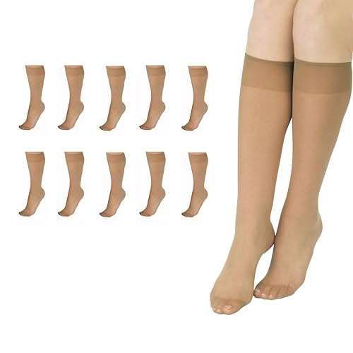 L'eggs Damen Everyday Knee High Stockings, Reinforced Toe, 100% Nylon Strumpfhose, 20 den, Sonnenbräune, Einheitsgre von L'eggs