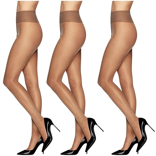 L'eggs Damen Sheer Energy Standard, Durchsichtiger Zehenbereich, Nylon Strumpfhose, 30 den, Sonnenbräune, Queen (3er Pack) von L'eggs