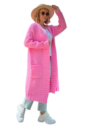 L-secret* Damen Cardigan Strickjacke Pullover Oversize Langarm Strickmantel Mantel NEU (Baby Pink) von L-secret
