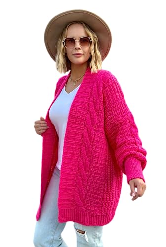 L-secret Damen Strickjacke Cardigan Pullover Kurze Langarm Mantel NEU (Fuksia) von L-secret