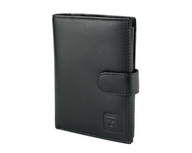 L&B Geldbörse + RFID-Schutz & 7 Kartenfächer, Leder Portemonnaie >2652< Geldbeutel, Reißverschlussfach + Druckknopffach + Riegel innen & außen von L&B