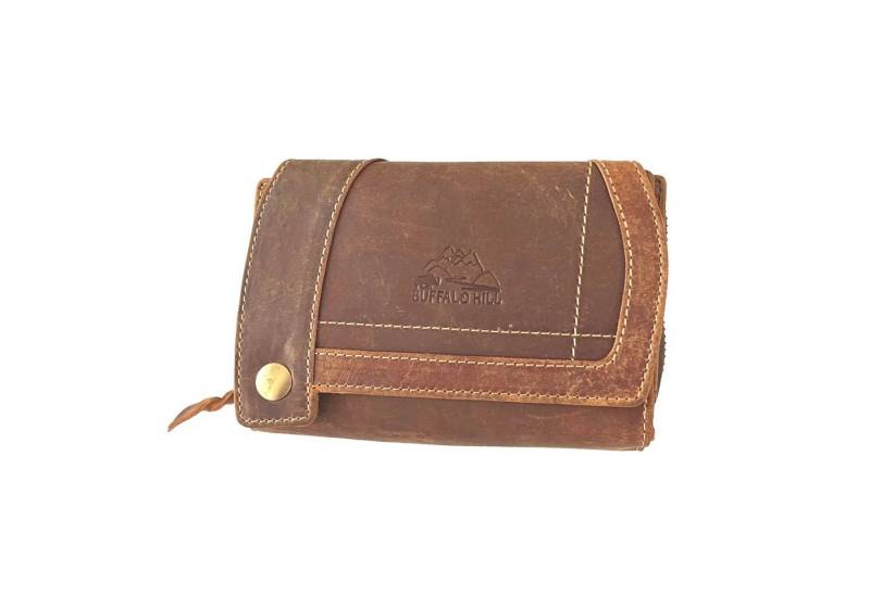 Buffalo Hill Geldbörse XL Büffelleder Portemonnaie, Kartenetui mit RFID-Schutz >BH-2679<, eleganter Damen Geldbeutel mit 12 Kartenfächern in Naturfarben von Buffalo Hill