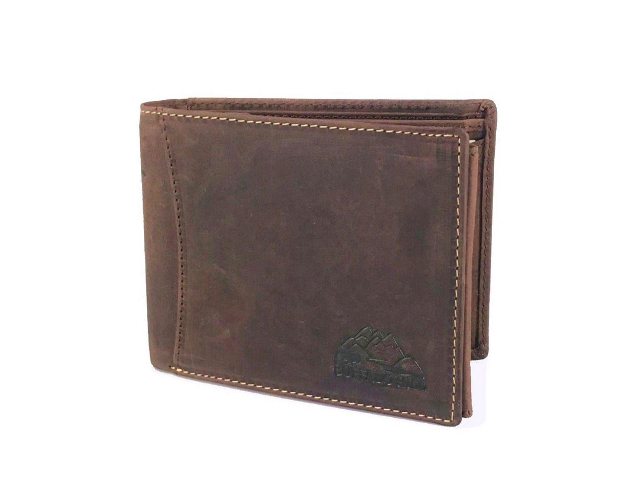 Buffalo Hill Geldbörse Büffelleder Portemonnaie, integrierter RFID-Schutz >BH-2394<, elegantes Wallet im Querformat mit 8 Kartenfächern in Braun von Buffalo Hill