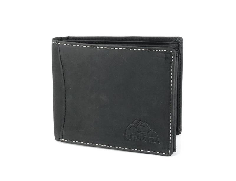 Buffalo Hill Geldbörse Büffelleder Portemonnaie, integrierter RFID-Schutz >BH-2394<, Druckknopffach & Reißverschlussfach + 8 Kartenfächer & 3 Sichtfächer von Buffalo Hill