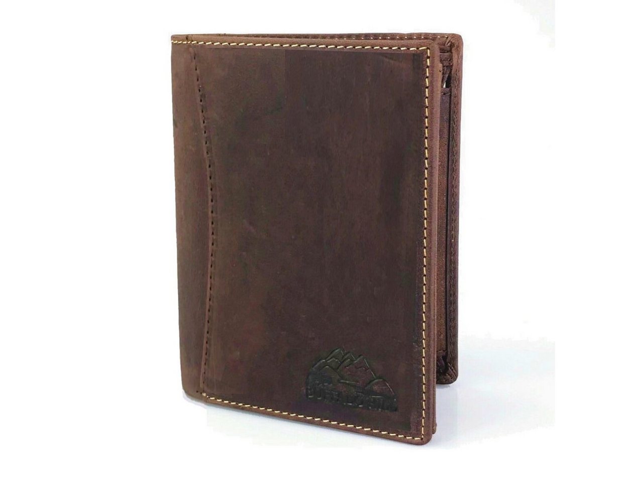 Buffalo Hill Geldbörse Büffelleder Portemonnaie, integrierter RFID-Schutz >BH-2395<, elegantes Wallet mit 8 Kartenfächern in Braun von Buffalo Hill