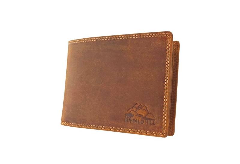 Buffalo Hill Geldbörse >8101< Büffelleder Portemonnaie, integrierter RFID-Schutz, elegantes Wallet mit 8 Kartenfächern in Naturfarben von Buffalo Hill