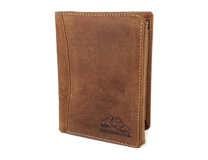 Buffalo Hill Geldbörse Büffelleder Portemonnaie, integrierter RFID-Schutz >BH-2395<, elegantes Wallet mit 8 Kartenfächern in Naturfarben von Buffalo Hill