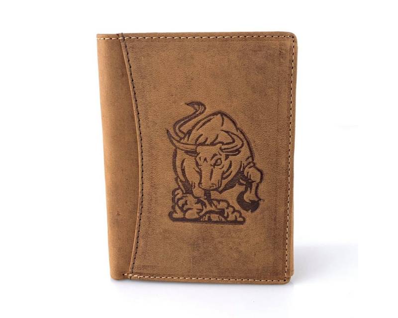 L&B Geldbörse Büffelleder Portemonnaie, integrierter RFID-Schutz >2395-Bull<, Stier, Münzfach & Scheinfach + 11 Kartenfächer & 3 Sichtfächer von L&B