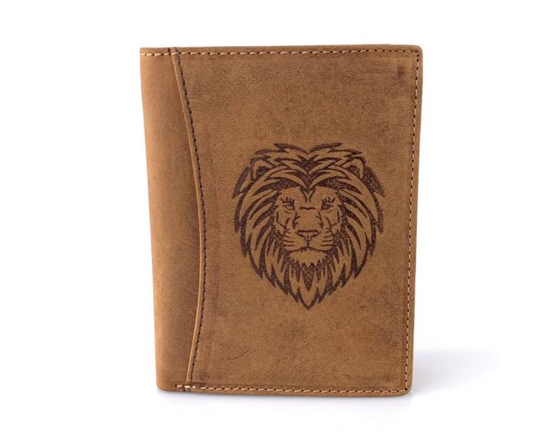 L&B Geldbörse Büffelleder Portemonnaie, integrierter RFID-Schutz >2395-Lion<, Löwe, Münzfach & Scheinfach + 11 Kartenfächer & 3 Sichtfächer von L&B
