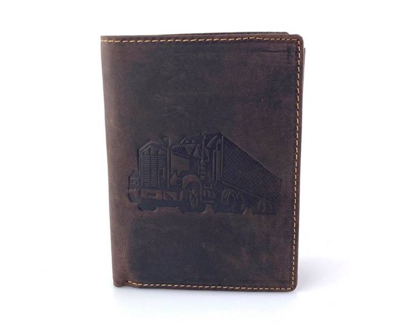 L&B Geldbörse Büffelleder Portemonnaie, integrierter RFID-Schutz >2395-Truck<, LKW, Münzfach & Scheinfach + 11 Kartenfächer & 3 Sichtfächer von L&B