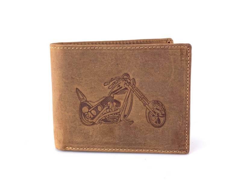 L&B Geldbörse Büffelleder Portemonnaie mit RFID-Schutz >2394-BIKE<, Motorrad, Münzfach & Scheinfach + 8 Kartenfächer & 3 Sichtfächer von L&B