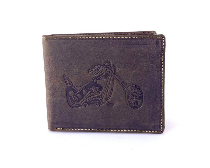 L&B Geldbörse Büffelleder Portemonnaie mit RFID-Schutz >2394-BIKE<, Motorrad, Münzfach & Scheinfach + 8 Kartenfächer & 3 Sichtfächer von L&B