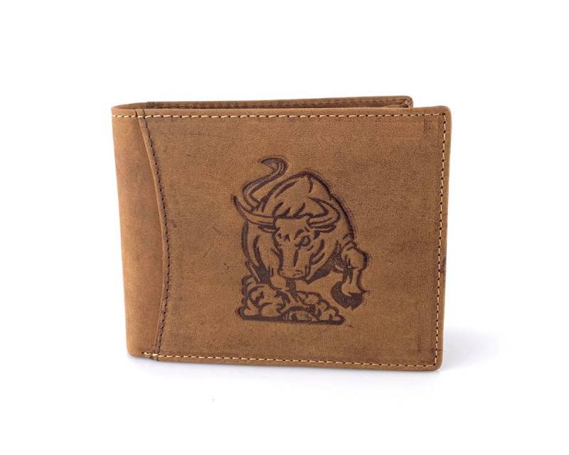 L&B Geldbörse Büffelleder Portemonnaie mit RFID-Schutz >2394-Bull<, Stier, Münzfach & Scheinfach + 8 Kartenfächer & 3 Sichtfächer von L&B