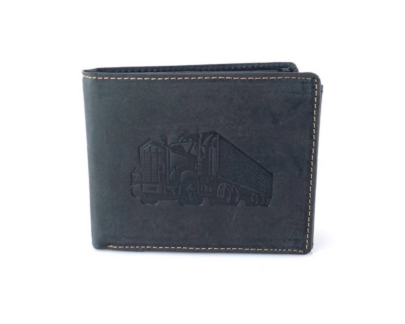 L&B Geldbörse Büffelleder Portemonnaie mit RFID-Schutz >2394-Truck<, LKW, Münzfach & Scheinfach + 8 Kartenfächer & 3 Sichtfächer von L&B
