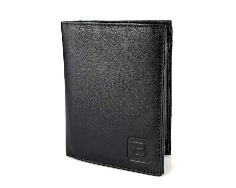 L&B Geldbörse + RFID-Schutz & 10 Kartenfächer, Leder Portemonnaie >2650< Geldbeutel, Druckknopffach & Reißverschlussfach + 3 Sichtfächer von L&B