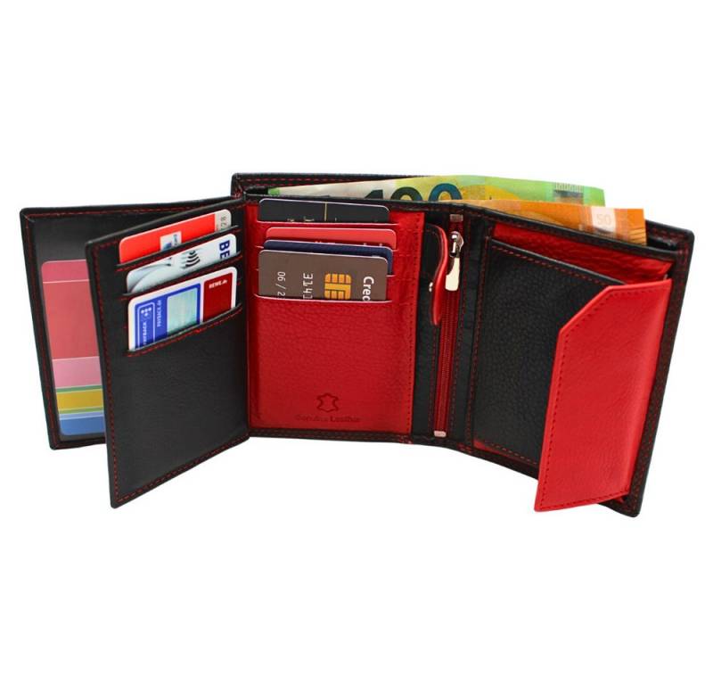 L&B Geldbörse Nappaleder Bi-Color Portemonnaie, mit RFID-Schutz >288< Geldbeutel, Druckknopffach & Reißverschlussfach + 10 Kartenfächer & 2 Sichtfächer von L&B