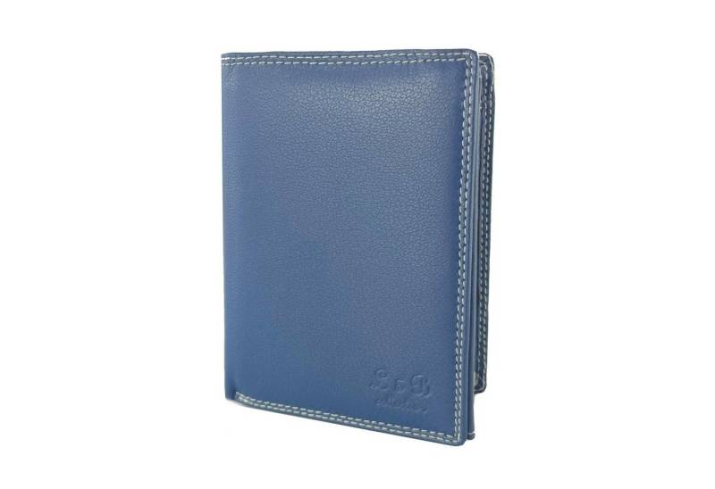 L&B Geldbörse Rindsleder Portemonnaie, integrierter RFID-Schutz >2338< Geldbeutel, Druckknopffach & Reißverschlussfach + 9 Kartenfächer & 3 Sichtfächer von L&B