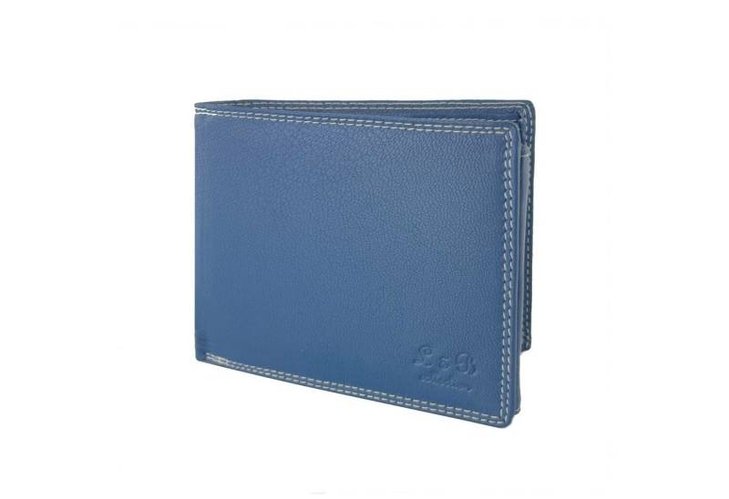 L&B Geldbörse Rindsleder Portemonnaie, integrierter RFID-Schutz >2339< Geldbeutel, Druckknopffach & Reißverschlussfach + 7 Kartenfächer & 3 Sichtfächer von L&B