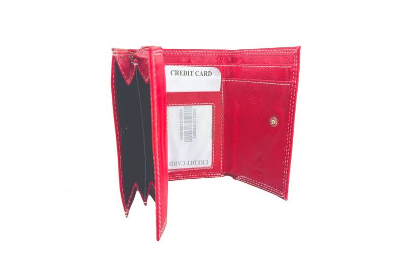 L&B Mini Geldbörse Rindsleder Portemonnaie >2399< kleiner Geldbeutel, Wickelbörse, Druckknopffach + Klarsichtfach + Geldscheinfächer von L&B