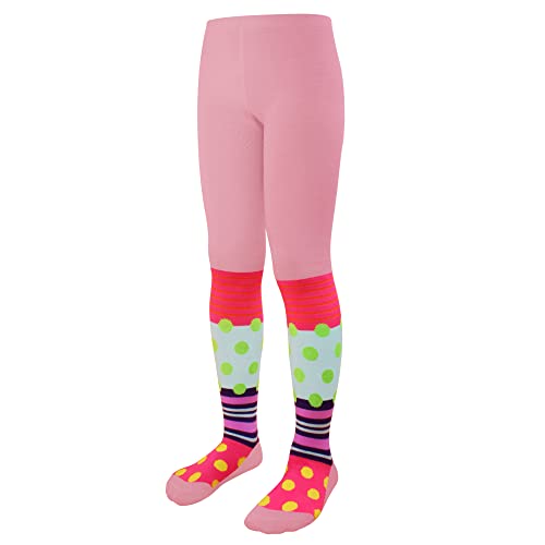 L&K-II 1 Paar Pack Strumpfhose für Mädchen Baumwolle Kinder Strumpfhose blickdicht Strumpfhosen Mädchen mit Punkte und Streifen Mustern Mehrfarbig 2763D 122-128 von L&K-II