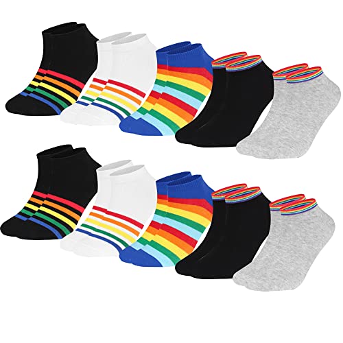 L&K-II 10 Paar Damen Sneakersocken Baumwolle Füßlinge kurze Socken Sommer Regenbogen 2150 35/38 von L&K-II