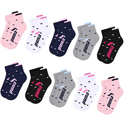 L&K-II 10 Paar Kinder Mädchen Socken mit niedlichen Herzmustern Kids Füßlinge Sneakersocken bunt 2827 35-38 von L&K-II