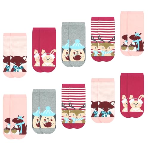 L&K-II 10er Kinder Mädchen Socken aus Baumwolle Kleinkind Socken niedliche Tiermuster bunt 2885 31-34 von L&K-II