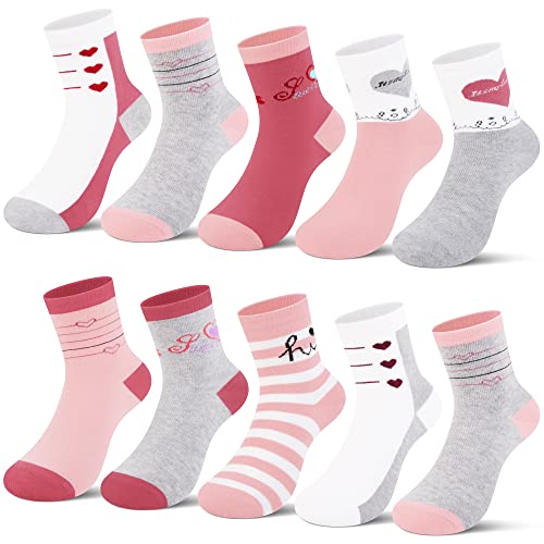 L&K-II 10er Kinder Mädchen Socken aus Baumwolle nach Zufallsprinzip Kleinkind Socken niedliche Muster bunt 2823 35-38 von L&K-II