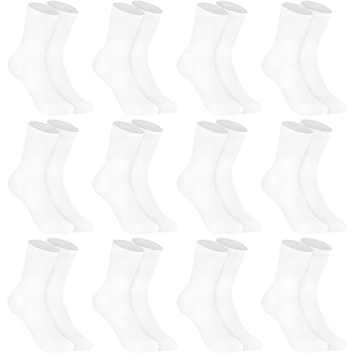 L&K-II 12 Paar Damen/Herren Socken Business Freizeit Baumwolle Schwarz Weiß mehrfabrig 2027WH-N 35 38 von L&K-II