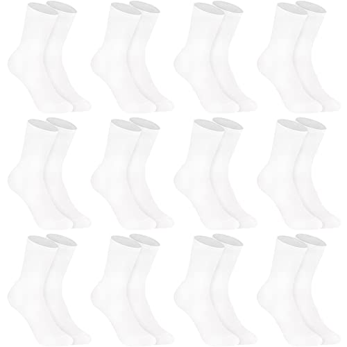 L&K-II 12 Paar Damen/Herren Socken Business Freizeit Baumwolle Schwarz Weiß mehrfabrig 2027WH-N 47 50 von L&K-II