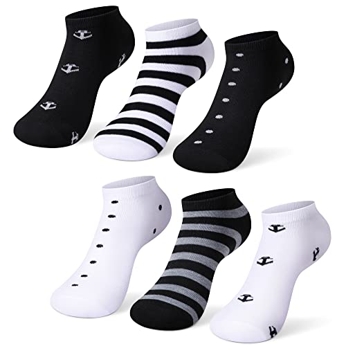 L&K-II 12 Paar Damen Sneaker Socken kurze socken sportsocken Freizeitsocken Mädchen Füßlinge Baumwolle Frühling Sommer Sommer mit Streifte Ringel Punkte Muster 92280-N 39 42 von L&K-II