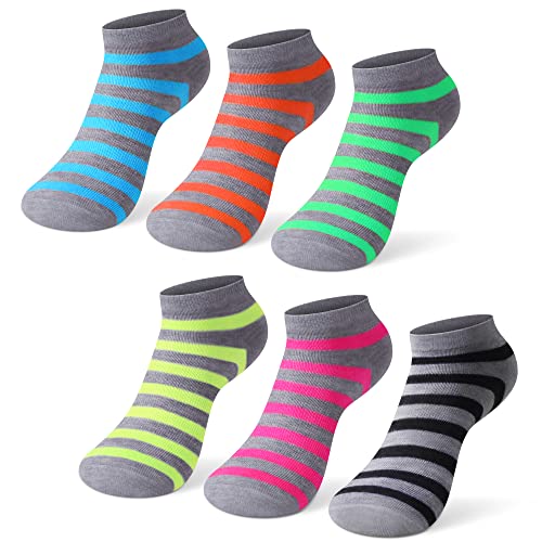 L&K-II 12 Paar Kurz Sportsocken Damen Füßlinge Baumwolle Sneaker Socken Damen Sommer Sportsocken Farbstreifen 92239-N Größe 39 42 von L&K-II