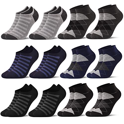 L&K-II 12 Paar Sneaker Socken Damen/Herren Kurzsocken Füßlinge atmungsaktive Baumwolle Karo 2333A+2333B 39-42 von L&K-II