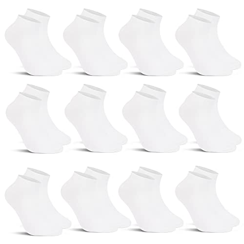 L&K-II 12 Paar Sneaker Socken Damen/Herren Kurzsocken Füßlinge atmungsaktive Baumwolle Sportsocken Uni in Weiß 2301 35-38 von L&K-II