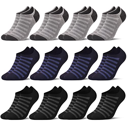 L&K-II 12 Paar Sneaker Socken Damen/Herren Kurzsocken Füßlinge atmungsaktive Baumwolle Streifen 2333B 43-46 von L&K-II