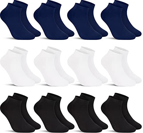 L&K-II 12 Paar Sneaker Socken Damen/Herren Kurzsocken Füßlinge atmungsaktive Baumwolle schwarz/weiß/navy 35-38 2301BW von L&K-II