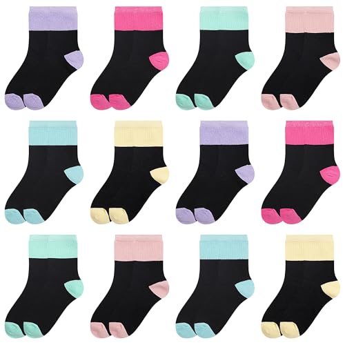 L&K-II 12er Kindersocken Sneakersocken Sportsocken Mädchensocken Freizeit aus Baumwolle 2896 27-30 von L&K-II