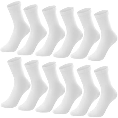 L&K-II 12er Kindersocken Sportsocken für Jungen Teenager Jugend aus Baumwolle Wintersocken lang 2027 weiss Gr.39-42 von L&K-II