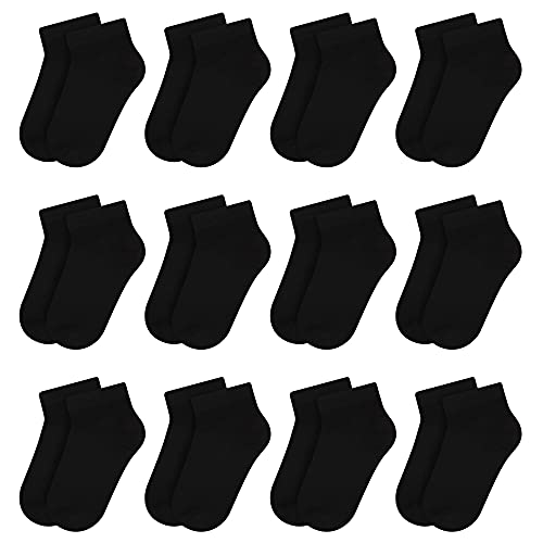 L&K-II 12er Sneaker Socken Jungen/Mädchen Kurzsocken Kids Füßlinge aus Baumwoll Schwarz 2862 23-26 von L&K-II