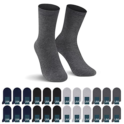 L&K-II 24 Paar Damen Socken Jeans Farbe Business Freizeit Baumwolle Komfort-Bund 2027 BU 35-38 von L&K-II
