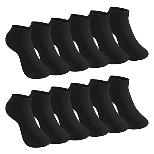 L&K-II 24 Paar Herren Sportsocken Sneaker Socken Kurzsocken Füßlinge atmungsaktive Baumwolle Schwarz92201 43-46 von L&K-II