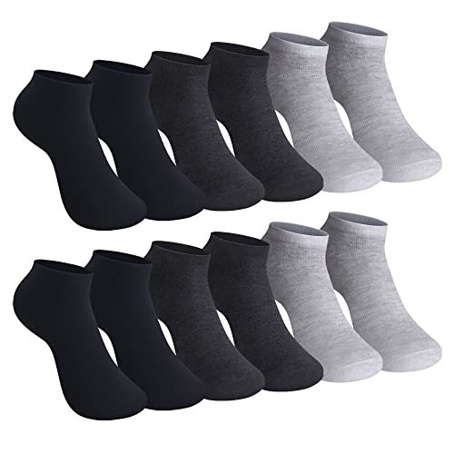 L&K-II 24 Paar Sneaker Socken Damen/Herren Kurzsocken Füßlinge atmungsaktive Baumwolle in Schwarz und Grau 92203 39-42 von L&K-II