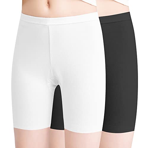 L&K-II 2er Pack Mädchen Leggings Kurz Radlerhose aus Baumwolle Sommer Shorts Uni Farbe Schwarz Weiß 110/116 von L&K-II