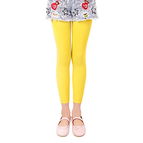 L&K-II 3/4 Kinder Mädchen Sommer Strumpfhose ohne Füße Ballett Strumpfhose Tanzstrumpfhose 40 Den Blickdichte Mikrofaser Farbig 27252 Gelb 110/116 von L&K-II