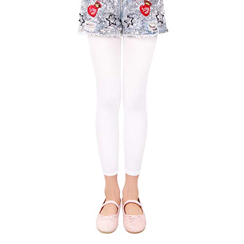 L&K-II 3/4 Kinder Mädchen Sommer Strumpfhose ohne Füße Ballett Strumpfhose Tanzstrumpfhose 40 Den Blickdichte Mikrofaser Farbig 27252 Weiß 98/104 von L&K-II