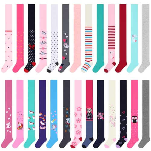 L&K-II 3er Mädchen Strumpfhose Überraschungstüte: Baumwolle/Polyamid/Elasthan, Opaque, Cartoon Pattern, Multicolored, 74-80 (6-9M), Mädchen, Strumpfhose von L&K-II