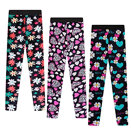 L&K-II 3er Pack Thermoleggings Mädchen Verschiedene Motive Winter Leggings Hose Mädchen gefütterte Leggings 4609 A B C 140-146 von L&K-II