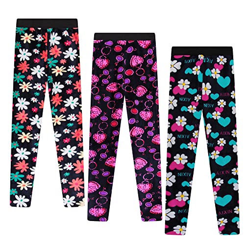 L&K-II 3er Pack Thermoleggings Mädchen Verschiedene Motive Winter Leggings Hose Mädchen gefütterte Leggings 4609 A C D 146-152 von L&K-II