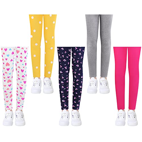 L&K-II 5er Pack Kinder Leggings Mädchen Tanzhosen Baby Leggings Turnhosen Baumwolle Verschiedene Motive 4539-A+B-122/128 von L&K-II