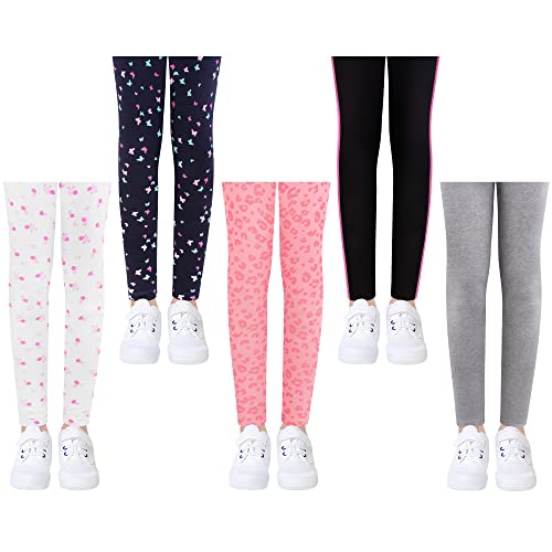 L&K-II 5er Pack Kinder Leggings Mädchen Tanzhosen Baby Leggings Turnhosen Baumwolle Verschiedene Motive 4539-C+D-110/116 von L&K-II